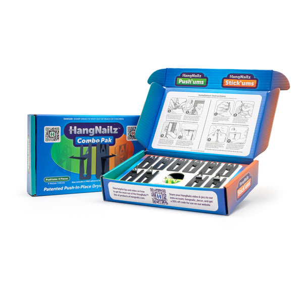HangNailz™ Push-In-Place Drywall Hooks & Anchors Combo Pak
