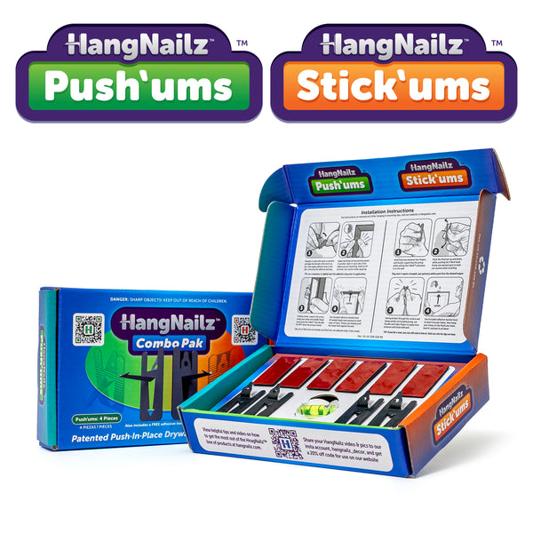 HangNailz® Push-In-Place Drywall Hooks & Anchors Combo Pak