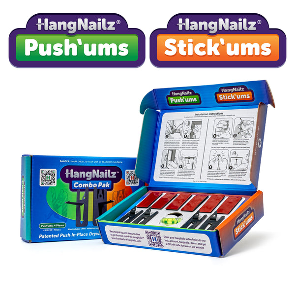 HangNailz® Push-In-Place Drywall Hooks & Anchors Combo Pak